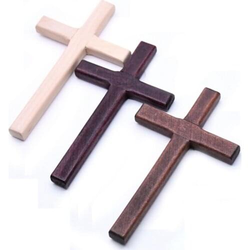QIGO Handmade Big Wood Cross Religious Prayer Jewelry Accessories Gifts