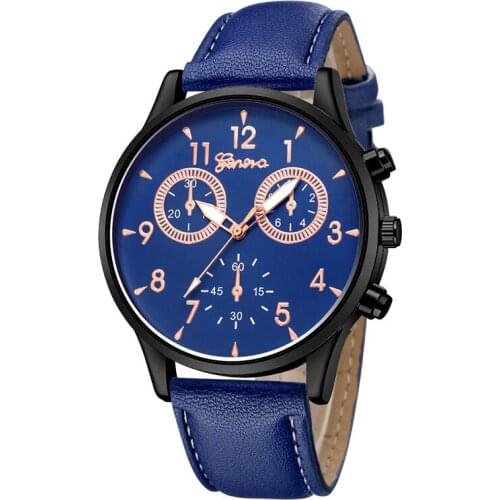 Reloj hombre Men Watches Leather Male Clock Top Brand GENEVA Watch Men Quartz Watch Unique Designer Wristwatch relogio masculin