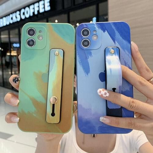 SoCouple Wrist Strap Phone Case For iPhone 11 11Pro Max XR XS Max X 6s 7 8 Plus 11Pro 12 Pro Gradient Color Soft TPU Back Cover
