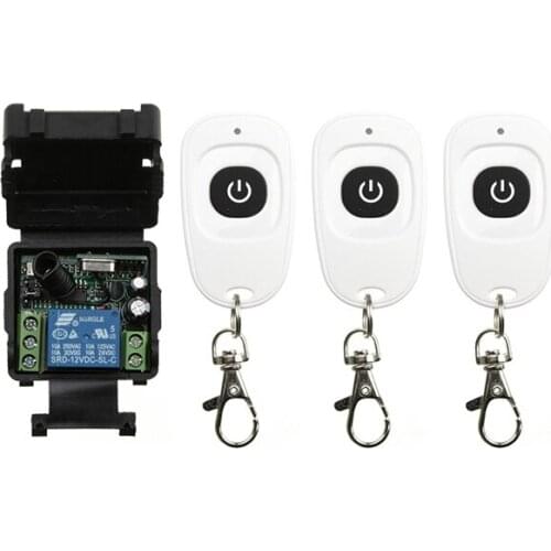 DC12V 24V 1CH 1 CH Mini Wireless RF Remote Control Light Switch 10A Relay Output Radio Receiver Module+one-button Transmitter