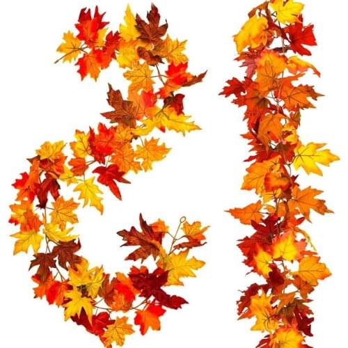 Big deal 2 Pcs Artificial Autumn Maple Leaves Garland, Fall Hanging Plant for Home Garden Wall Doorway Backdrop Fireplace Decora