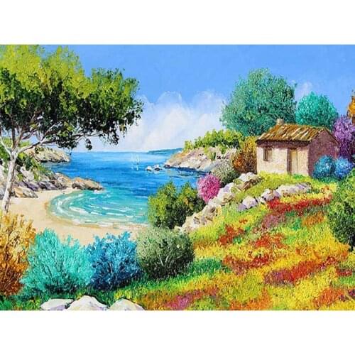 5D DIY Diamond Embroidery House Full Square Diamond Painting Village Landscape Cross Stitch Mosaic Home Decorations