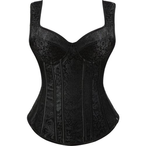 Corsets Bustiers Steampunk Straps Jacquard Weave Halter Corsetto Floral Boned Push Up Shapewear Zip Evening Party Festival Rave