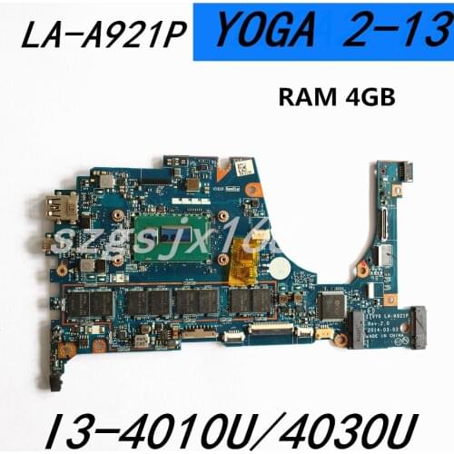 LA-A921P Laptop motherboard For Lenovo YOGA2-13 original mainboard 4GB-RAM I3-4010U/4030U