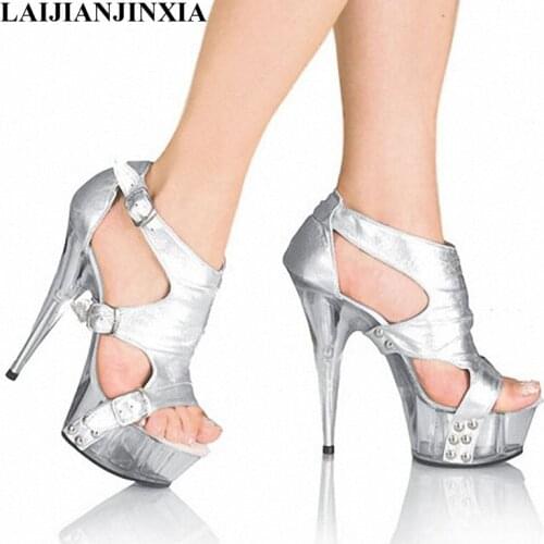 LAIJIANJINXIA New Arrived Hot Neon color 15CM ultra High heel sandals /Sexy party dancing heels/summer women Fashion Shoes