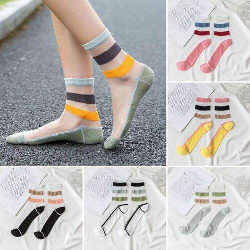 Summer Thin Harajuku Ankle Socks Women Girl Casual Transparent Mesh Sock Korean Style Fashion Thin Breathable Sock