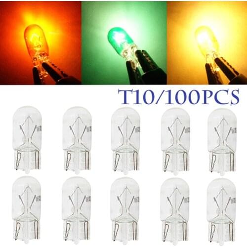 LYMOYO 100pcs car T10 Xenon w5w 194 158 wedge 12v 5w halogen lamp warm white yellow instrument lights reading light plate lamp