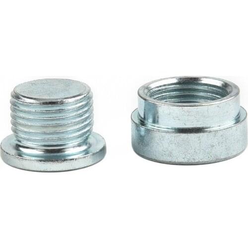 M18*1.5 O2 Iron Oxygen Sensor Extender Weld On Bung+Plug Nut+Cap Kit Universal For Any Thread Size Is 18mm