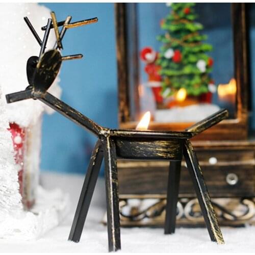 Creative Christmas Elk Shape Candlestick Iron Candle Holder Party Home Decor Candle Holder Candlestick