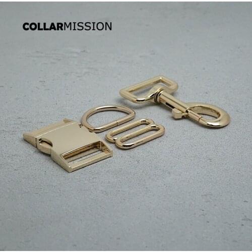 Metal buckle+adjust buckle+D ring+metal dog clasp/set) DIY dog collar gold 30mm webbing sewing accessory high quality