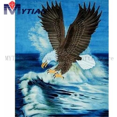 DIY Bald Eagle Diamond Painting Full Square Round Drill Diamond Embroidery Kit,5D Mosaic Sea Eagle Paint By Number Home Decor