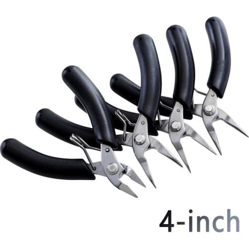 4inch Mini Diagonal Nipper Set Jewelry Pliers Cutting Bending Comfort Grip Plier Needle-nose Pliers Curved Nose Pliers