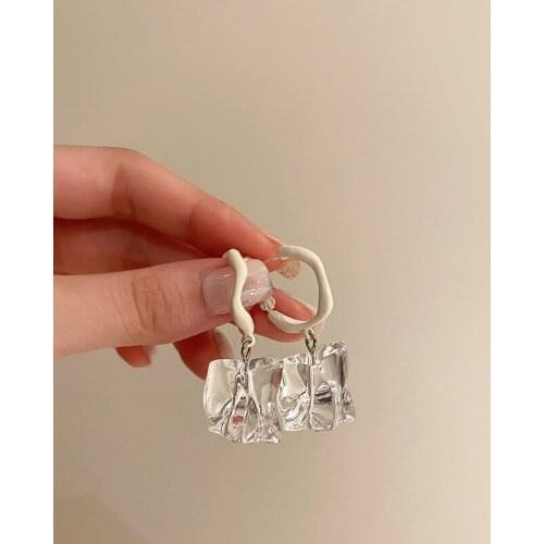 New Trendy Transparent Acrylic Hoop Earrings for Women Girls Geometric Irregular Metal Acrylic Drop Earrings Party Jewelry