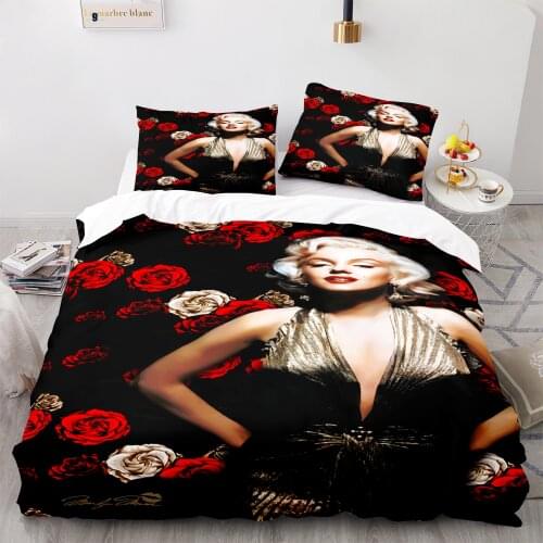 Goddess Marilyn Monroe Feather Quilt Cover Pillowcase Sexy and Beautiful Family Bedding for Men and Women Dream Lover Bedding