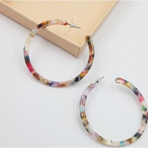 Popular retro earrings Europe and America exaggerated round personality wild earrings acetate plate acrylic earrings