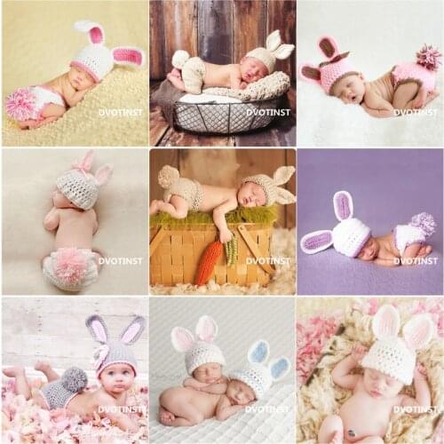 Dvotinst Newborn Props Soft Baby Boy Girls Costume Infant Knitted Rabbit Outfit Set Baby Newborn Photography Props Accessories