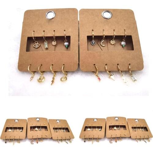 GEOMEE 8PCS Shiny Rhinestone Moon Lightning Hoop Earrings Set For Women Trendy Pearl Evil Eye Small Circle Stud Earrings Jewelry