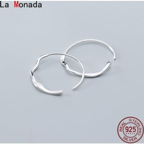 La Monada Wave Design Hoop Earrings For Women Silver 925 Fine Women Earrings Jewelry Minimalist Women Hoop Earrings 925 Silver