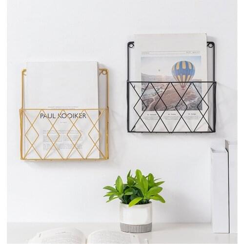 Modern Creative Iron Wall Magazine Metal Wire Shelf Rack Decoration For Home Bedroom Books Room Magazine Books Display Racks