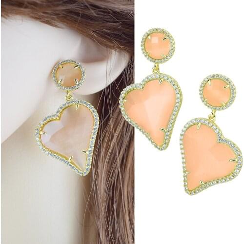 Delicate Cute AAA CZ Zircon Crystal Heart Stud Earrings Red Green Blue Romatic Love Stud Earrings for Women Jewelry