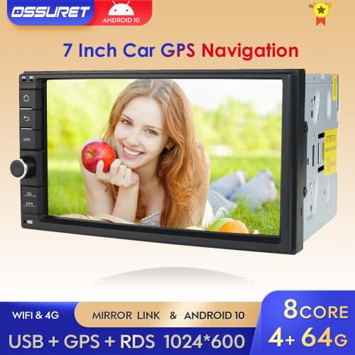 Universal 4G RAM 64G ROM Android 10 Octa Core Double 2 Din Car NON DVD Multimedia Player with Mirror-link DAB