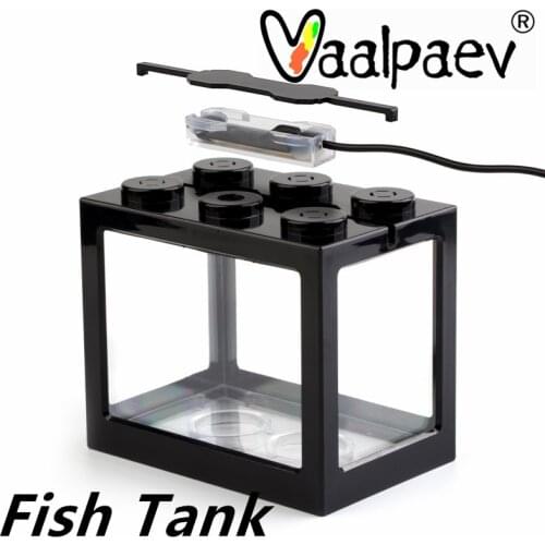 USB Light Blcoks Fish Tank With LED Lamp For Watching Bettafish Killifish Reptile Frog Micro Plants Landscape Creative DIY Toys