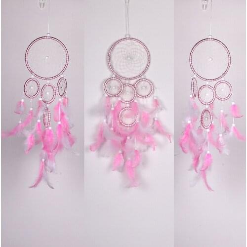 Wind Chimes Handmade Indian Dream Catcher Hanging with Rattan Bead Feathers Home Wall Car Decoration Ornament Dreamcatcher