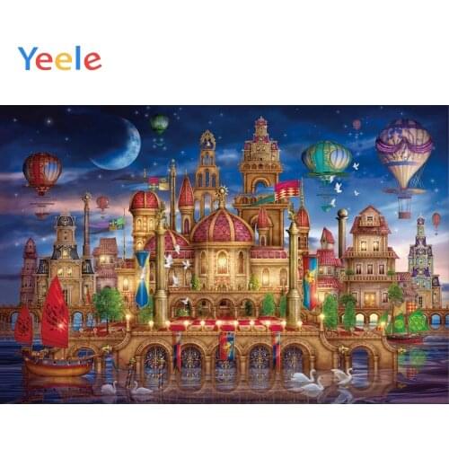 Dreamy Magical Castle Hot Air Balloon Backdrop Vinyl Photography Backdrops Photographic Background For Photo Studio Photophone