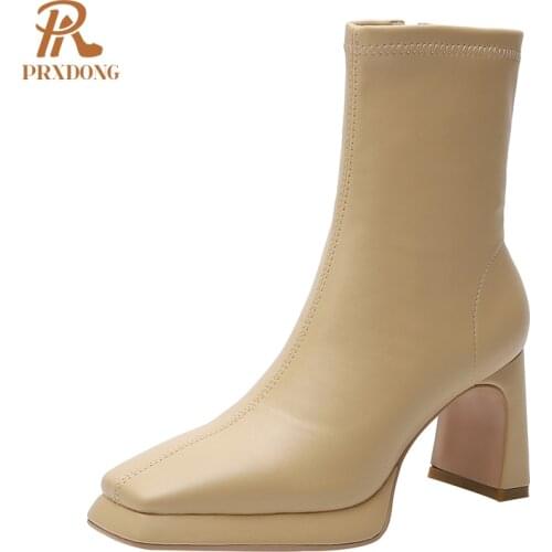High Qulaity Autumn Winter Ankle Boots For Women Sexy High Heels Black Beige Dress Party Office Ladies Shoes Short Boots 34-39