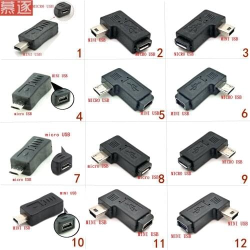1 stücke 90 Grad Links & Rechts Abgewinkelt Mini USB 5pin Buchse auf Micro USB Männlichen Daten Sync Adapter Stecker micro USB Z