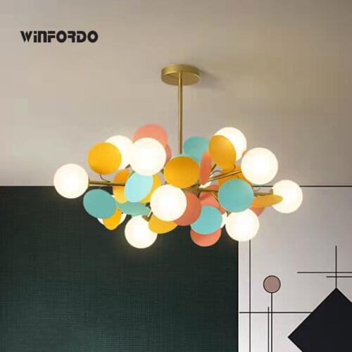 Chandelier for Children With Multicolored Flower Branch Kids’ Pendant Lamp Hanging Lights For Bedroom Fixtures