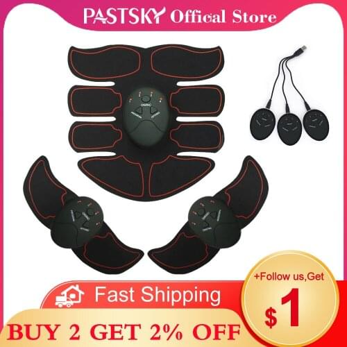 3pcs/set Rechargeable Abdominal Muscle Stimulator Body Slimming Shaper Machine Muscle Exerciser Training Fat Burning Massager