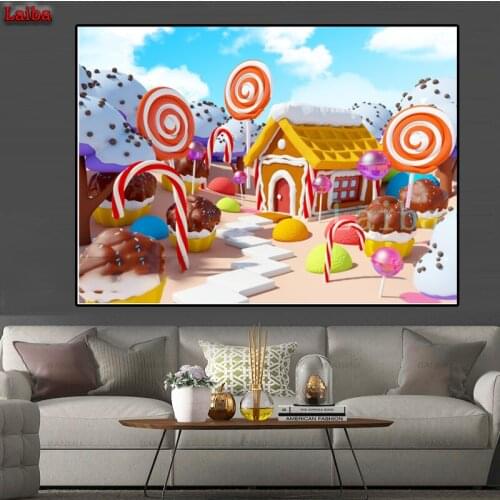 Diamond Painting Cartoon candy house 5D Home Decoration Full Drill Cross stitch Diamond Embroidery Handcraft Kit Holiday gift