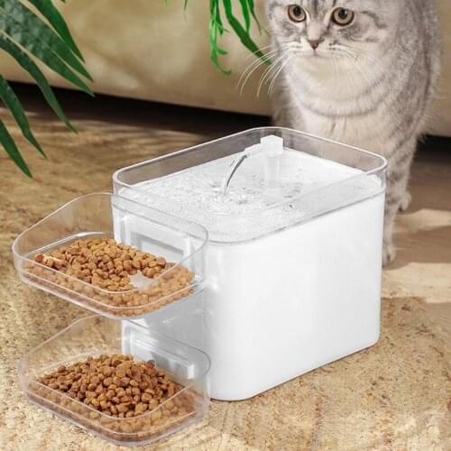 Automatic Pet Cat Water Fountain With Food Bowl Ultra-Quiet Dog Dispenser Pet Drinking Feeding Supplies Pet Product