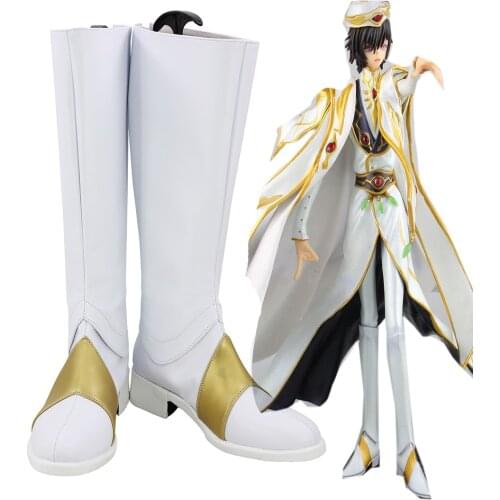 Code Geass Emperor Lelouch vi Britannia Cosplay Boots White Shoes Custom Made Any Size