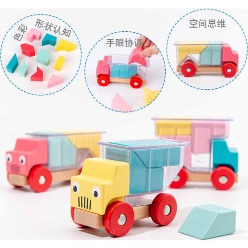 Puzzle Games Creativity Wooden block Car Creative funny games for kids 48 Challenge with Solution Interactive IQ Training Toy