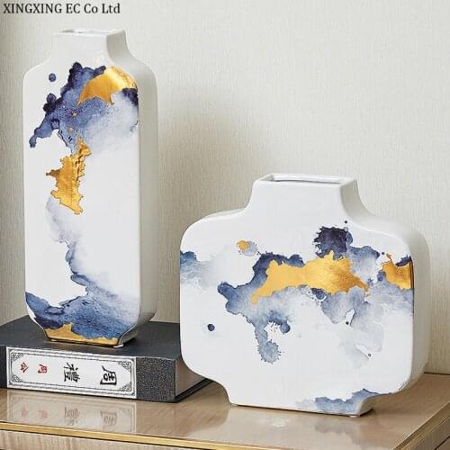 Chinese Style Ceramic Ink Stained Vase Home Accessories Creative Desktop Ornaments Minimalist Flower Arrangement Handicraft