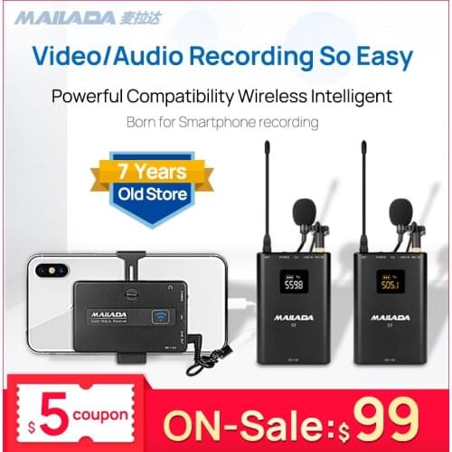 Mailada S600 Microphone Video Recording 50m Transmission Monitoring Condenser Mic for Vlogging Youtube DSLR On-Camera iPhone