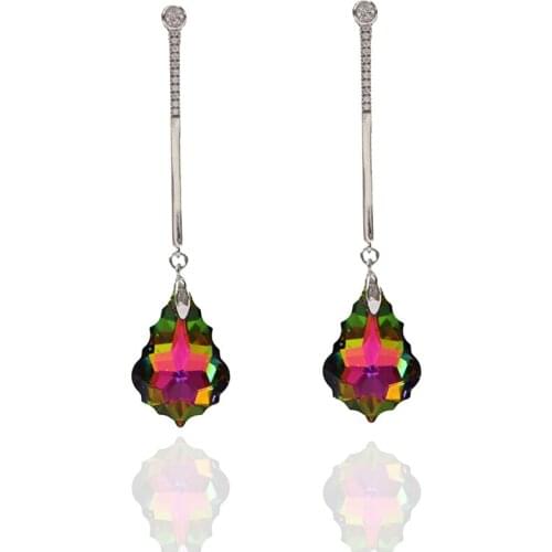 LANFLORA new women colorful Crystal earrings Classic women earrings foreign trade bulk wholesale earrings