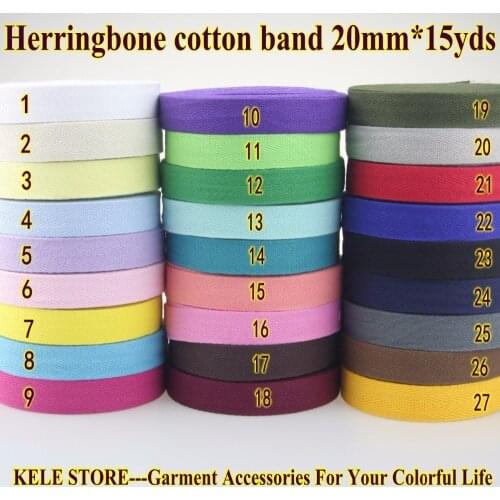 Free shipping DIY handmade 100% Cotton tape herringbone/ twill cotton tape/ size 2cm 20mm,15yds solid color in red white black