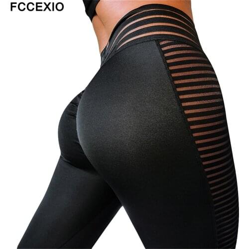FCCEXIO Summer Styles Women Leggings Push Up Workout Leggings Mujer High Waist Sportswear Women Black Fitness Leggings Pants