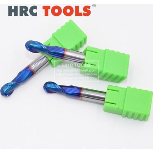 M27-R8x32Hx16Dx100L Solid carbide 2 Flute ball nose end mills with straight Slim shank milling cutter HRC65 naco Blue Coated