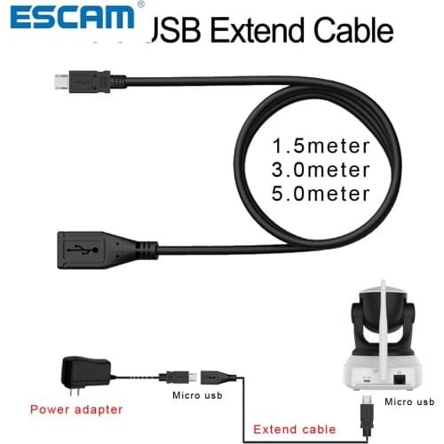 Micro USB Extension Cable 5V2A Power Adapter Micro USB connector Extend Cord 1m 3m 5mr for IP Camere / Electronic products