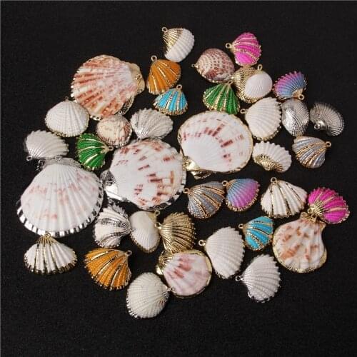 Sea Shell Natural Scallop Shell Charms Conch Clams Cowrie Pendant for Jewelry Making Necklace DIY Earrings Accessories Crafts