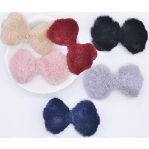 12Pcs Padded Plush Patches Rabbit Hair Bow Tie Applique for Handmade Clothes Craft Sewing Supplies DIY Hair Band Clips Decor P79