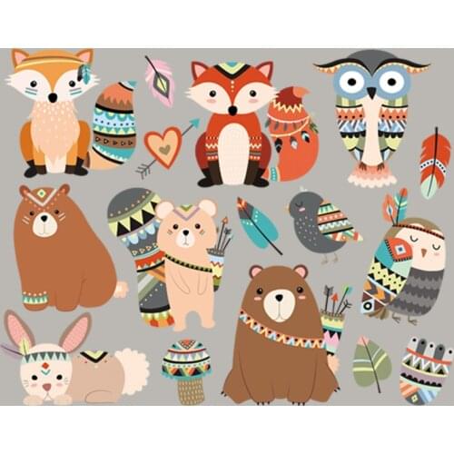 Little Fox Owls Patch Vinyl Diy Appliqued Heat Transfer Tops Fashion Parches Animal Pattern Transfers