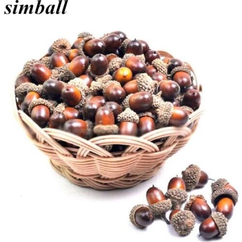 Cheap 50pcs 3cm Acorns Mini Artificial Fake Foam Fruits And Vegetables Berries Flowers For Wedding Christmas Tree Decoration