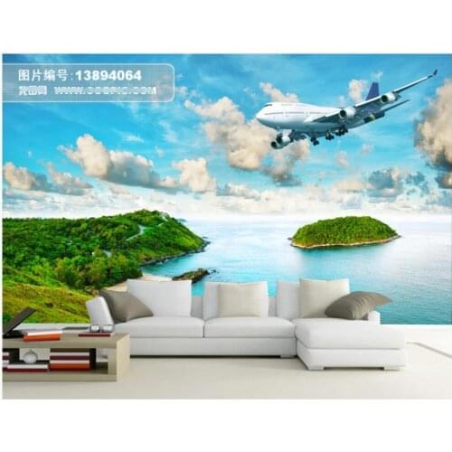 Custom wallpaper 3d wall mural on the wall Tropical rainforest airplane living room home decor photo wallpaper for walls 3 d