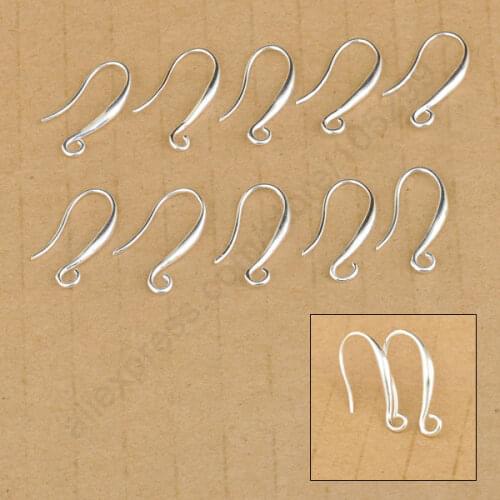 Fast Shipping Making Beads Jewelry Accessories Findings 925 Sterling Silver Hook Earring Pinch Smooth Ear Wires Women Gift