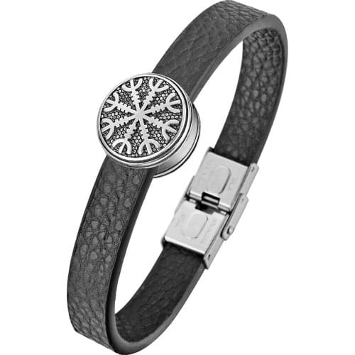 QIAMNI Nordic Amulet Runic Runes Talisman Valknut Vegvisir Compass Trinity Symbols Viking Bracelet Men Women Vikingos Bangle